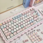 A delightful collection of Little Lamb MOA Keycap Set, showcasing the whimsical charm of little lamb and sweet dessert designs from various angles, highlighting animal design.