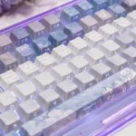 Lost Garden Keycaps Set: An artistic side view of the enchanted botanical sanctuary set, highlighting the intricate, ethereal flora and dreamlike designs