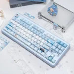 Exclusive Love Deepspace Zayne Winter keycaps set, showcasing an artistic serene icy blue and white aesthetic inspired by Zayne's elegance.