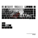 Exquisite Man Jiang Hong PBT dye-sub keycaps set, 89-key set in deep red, featuring a minimalist blank design for a truly artistic keyboard.