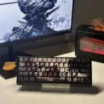 Exquisite Man Jiang Hong PBT Dye-Sub Keycaps Set, showcasing deep red hues, traditional Chinese artistry, and minimalist legends for a premium keyboard.