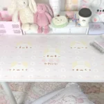 Extra-large whimsical marshmallow cat desk mat in soft pastel pink, featuring a cute, dreamy design perfect for a playful workspace.