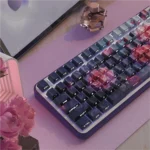 Monet Keycaps art set: vibrant Impressionist PBT dye-sublimation designs shown from multiple angles, creating a serene desktop masterpiece.