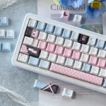 Experience the intricate details of the Elegant Moonlit Rose PBT Dye-sub Keycaps Set, revealing delicate rose motifs bathed in a soft, romantic moonlit design.