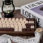 Detailed gallery view of the exquisite Music Rose PBT Dye-Sub Keycap Set, featuring delicate roses and musical notes from multiple artistic angles.