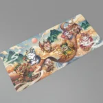Exquisite mythical Monster scroll desk mat featuring detailed Chinese mythical beasts in traditional scroll art, an artistic portal for your desk.