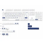 A multi-angle gallery of the NASA PBT Dye-Sub keycaps set, showcasing durable cosmic astronaut designs and broad compatibility.