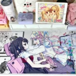 Exclusive KAngel Needy Streamer Overload desk mat, showcasing vibrant iconic anime art from a new angle, blending internet culture and visual novel arstistic.
