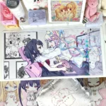 Detailed view of the exclusive KAngel Needy Streamer Overload desk mat, highlighting its vibrant, iconic KAngel anime art and internet culture aesthetics.