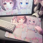 Close-up of the exclusive Nekopara Characters gaming mousepad, showcasing its vibrant characters and joyful summer scene from a unique artistic.