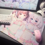 Exclusive Nekopara characters gaming mousepad, showcasing vibrant catgirl characters enjoying a joyful summer scene for gamers.