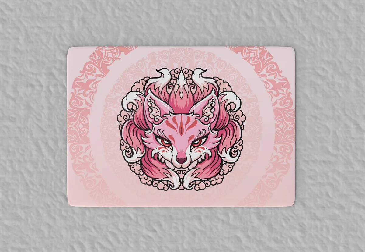An artistic view of the Nine-tailed Fox Mousepad & Desk Mat, showcasing its exclusive mythological art design inspired by ancient Chinese folklore.