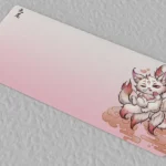 Close-up view of the Nine-tailed Fox Mousepad & Desk Mat, showcasing its exclusive mythological art design with ethereal ancient Chinese folklore patterns.