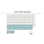 Close-up of Nordic Low Shaft Supplement Keycap Set for Kailh Choc V1 switches, highlighting their sleek, minimalist design from an ergonomic angle.