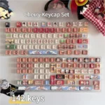 Vibrant PBT keycap set featuring the complete iconic One Piece Straw Hat Crew, perfect for a playful keyboard adventure.