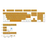 Vibrant orange PBT keycaps set. Detailed view showcasing crisp dye-sub legends, durable PBT material, and classic profile for mechanical keyboards.