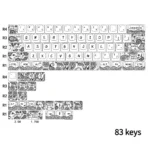 Artistic white Paisley PBT dye-sub 83-keycap set, showcasing intricate bohemian patterns for elegant desk aesthetics.