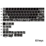 Elegant black 83-key Paisley PBT dye-sub keycap set, highlighting its intricate bohemian patterns and artistic vintage aesthetic for custom keyboards.