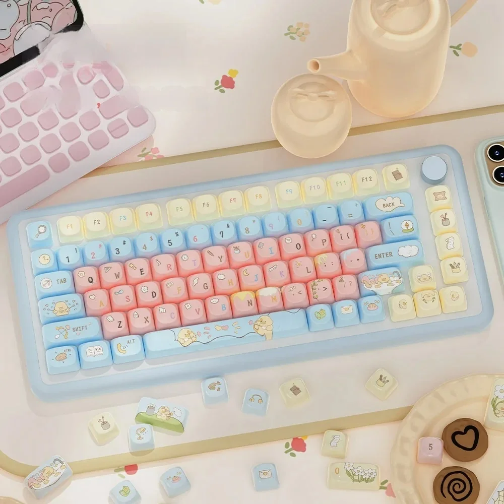 PBT MOA Keycap Set: Journey of Discovery. Unique MOA profile, whimsical characters, and dreamlike landscapes for a captivating artistic adventure.