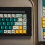 Rainforest PBT Dye-Sub keycap set from various angles, highlighting lush greens, earthy browns, and tranquil cream.