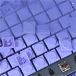 Product gallery showing premium Pig Nose low-profile Choc keycaps from various angles, emphasizing their sleek ergonomic design and unique contour.