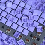 Multiple angles of the unique Pig Nose Low-Shaft Choc Keycaps, highlighting their ergonomic contour, sleek modern design, and premium PBT/PC construction.