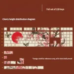 Elegant PBT side-lit plum blossom keycaps set. Multiple angles showcase serene Chinese art, delicate nature-inspired details, and translucent beauty.