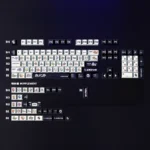 A collection of Mega Pixel Pokemon PBT keycaps set, showcasing bold pixel art and three-sided RGB translucent design from various artistic angles, perfect for fans.