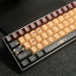 Close-up of the unique Poker Keycap Set, revealing vibrant red PBT dye-sublimated legends and playful card symbols for a winning keyboard style.