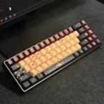 Vibrant red Poker Keycap Set for mechanical keyboards, showcasing durable PBT dye-sublimated legends with playful card designs from various angles.