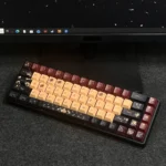 Unique poker-themed PBT keycap set in vibrant red, displaying crisp dye-sublimated card symbols and a playful winning style.