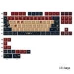 Vibrant red PBT Poker Keycap Set for 75-87 layouts, showcasing playful dye-sublimated poker card designs. Unleash your winning style!