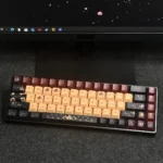 Vibrant red Poker Keycap Set featuring unique PBT dye-sublimated playing card designs and classic symbols. Play your winning hand!