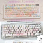 Premium Chiikawa Translucent Keycap Set with whimsical characters and vibrant backlit RGB keys, perfect for a cute, personalized keyboard aesthetic.