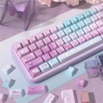 Ethereal Purple Butterfly PBT Dye-sub Keycaps Set from various angles, showcasing the artistic purple butterfly designs and premium PBT material.