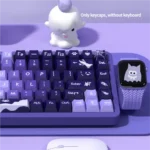 A detailed view of the Crying Monster purple gradient PBT keycaps set, showcasing the unique whimsical monster art and soothing aesthetic of this artistic design.