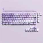 Mysterious Elegance Purple Shadow Rose 74-key PBT keycaps set, with captivating side-lit shine-through legends and a deep purple rose motif.