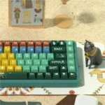 Premium Pyramid Pharaoh PBT keycaps set for mechanical keyboards. Displaying ancient Egyptian hieroglyphs and desert tones from multiple angles, highlighting dye-sub design.