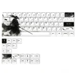 Vibrant Qi original character keycap set displayed on a custom keyboard. This exclusive artistic character keycap set enhances mechanical aesthetics.