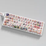 Vibrant The Quintessential Quintuplets PBT side-lit anime keycaps set, showcasing exclusive character art and dynamic legends perfect for RGB keyboard illumination.