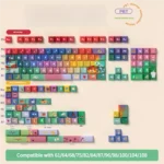 Artistic Quirky Fantasy PBT dye-sub 158-key full keycap set, displaying unique, quirky illustrations on durable Cherry profile keys.