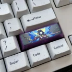 Premium titanium Raiden Shogun keycap gallery. Explore its regal Electro Archon design and anodized finish from all angles for Genshin Impact.