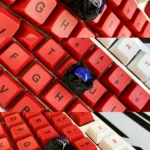 Handcrafted Resin Space Dog Keycap, a whimsical ESC artisan, highlighting dynamic iridescent colors and intricate cosmic details.