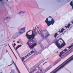 Close-up of the exquisite, Valorant: Reyna Skill Artisan Keycaps, showcasing its intricate, glowing fantasy design from a unique designm.