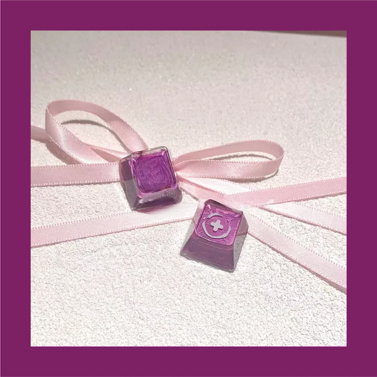 Close-up of the Valorant: Reyna Skill Artisan Keycaps, an exquisite handcrafted R4 piece showcasing intricate glowing fantasy skill detail, perfect for fans.