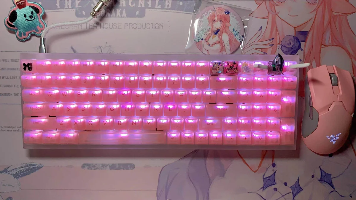 Elegant Ribbon Keycap for keyboards, presented from multiple angles, showcasing its unique character-inspired design and intricate design.