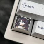 Premium 1.25U Rin Tohsaka Titanium Keycap, featuring sleek anodized finish and intricate Fate/Stay Night anime details from all angles.