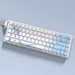 Vibrant Roxy Migurdia PBT side-lit keycaps set, featuring exclusive Mushoku Tensei anime art. This gallery view highlights the elegant side-lit character design.