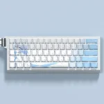 Exclusive Roxy Migurdia PBT side-lit keycaps set featuring vibrant Mushoku Tensei anime art. These elegant keycaps enhance any custom keyboard.