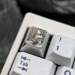 Saber Titanium Keycap gallery. Iconic anime art, premium titanium, dazzling iridescent ice crystal finish, precise detailing, multiple collector view.